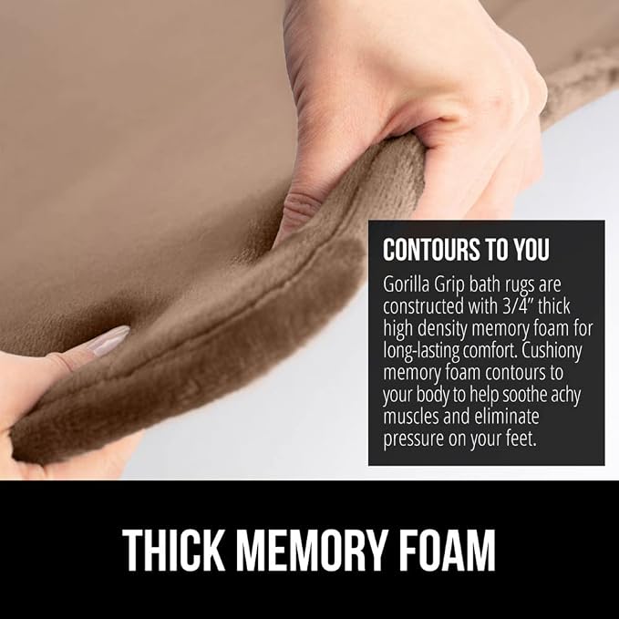 GORILLA GRIP Memory Foam Bath Mat, Soft Absorbent Velvet Bathroom Mats - Image 3