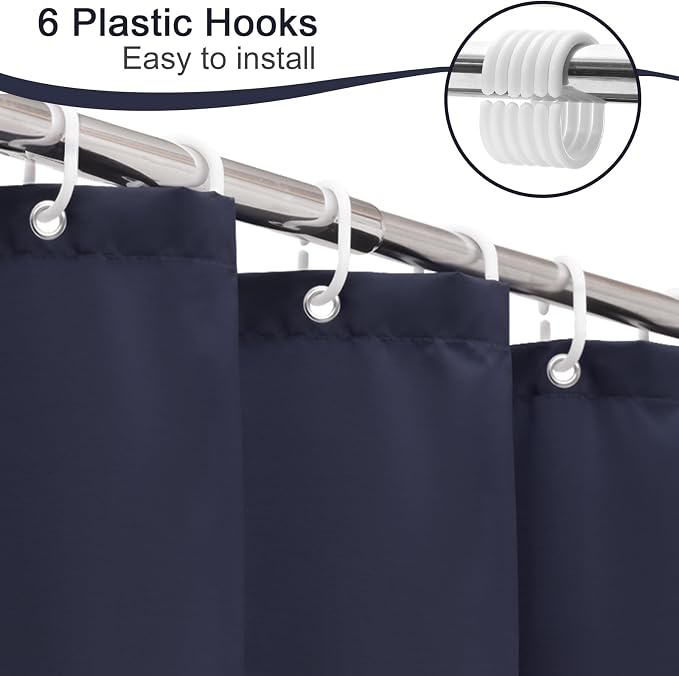 AooHome Small Shower Curtain Liner, Polyester Soft Solid Color Shower Curtain - Image 6