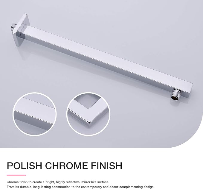Shower Arm with Flange 16 Inch Stainless Steel Overhead Shower Extension Arm - Image 4