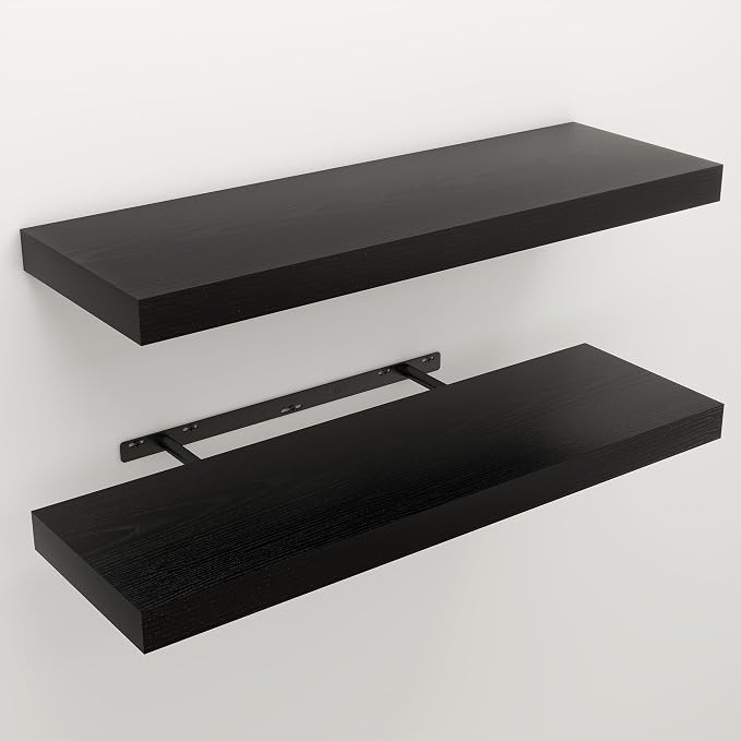 Floating Shelves for Wall, 9.3" Deep Wall Mounted Wood Shelves for Bathroom - Image 3