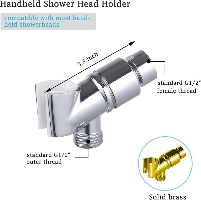 All Metal Handheld Shower Head Holder, Adjustable Shower Wand Holder - Image 2