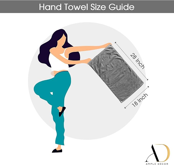 Ample Decor Hand Towel 18 X 28 Inch Pack of 4 600 GSM 100% Cotton, Soft - Image 5