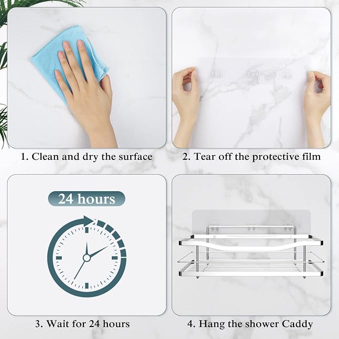 EAGMAK 2 Pack Transparent Shower Caddy Adhesive - Image 4