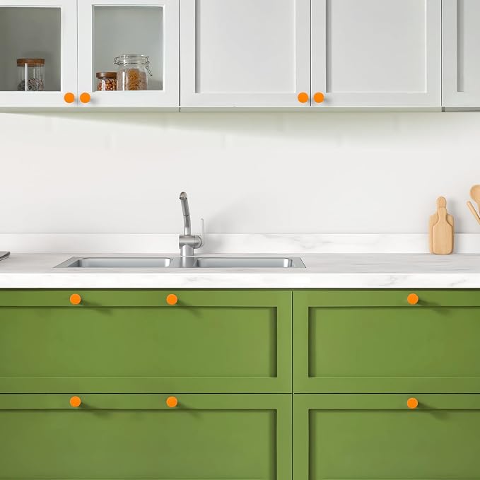 Ravinte 25 Pack Cabinet Knobs Orange Kitchen Cabinet Knobs Round Dresser Drawer - Image 6