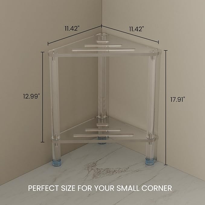 Acrylic Corner Shower Stool for Shaving Legs 11.42" D X 11.42" W X 17.91" H - Image 2