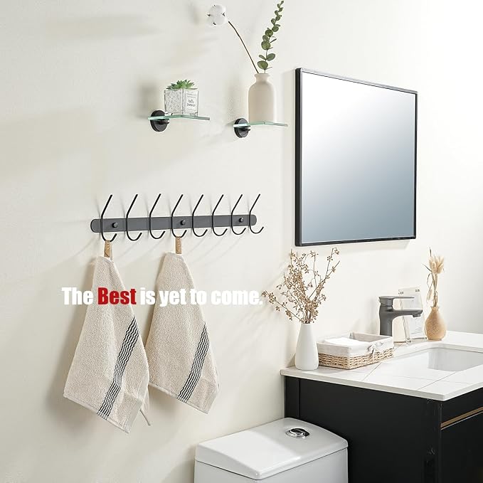 JQK Small Floating Glass Shelves Black, 4 Inch Display Ledges - Image 4