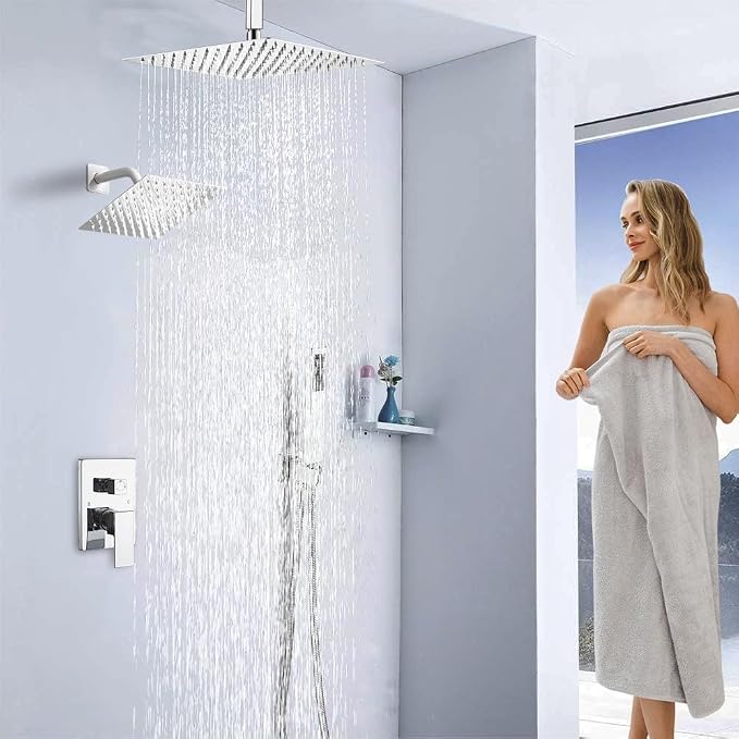Shower Faucet Set Polished Chrome Shower System, Knob Switch Diverter Shower - Image 2