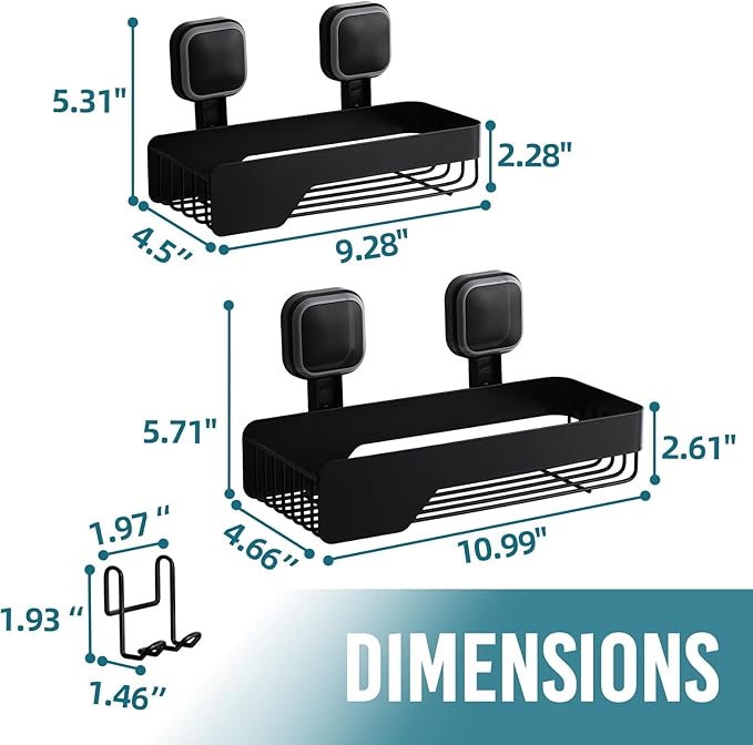 TAILI Shower Caddy Suction Cup 2 Pack, Stainless Steel Rustproof Shower Shelves - Image 8