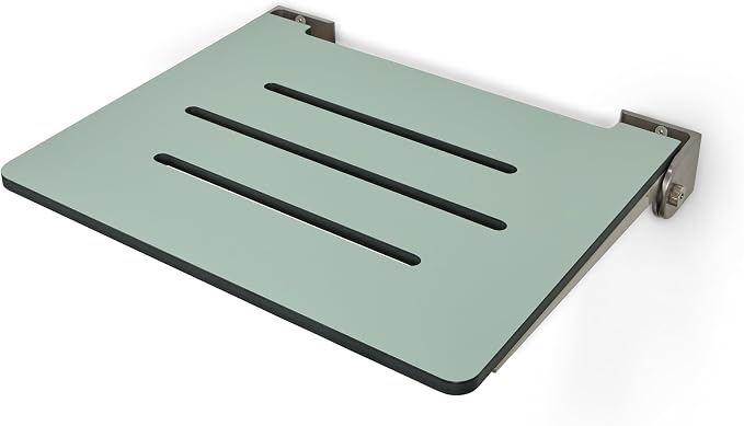 18 inch Silhouette Slimline Folding Wall Mount Shower Bench Seat, Sea Green Seat - Image 7