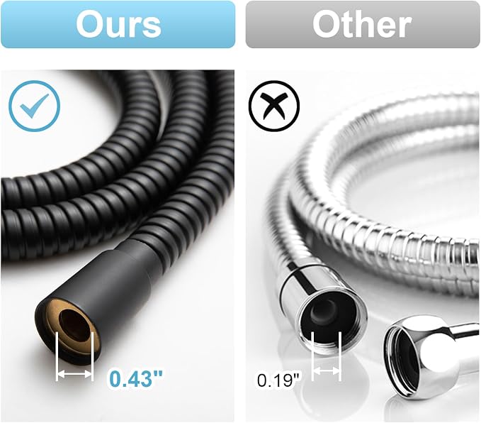 OFFO Shower Hose High Flow 0.43” Large Bore, 80 in Kink Free Stainless Steel - Image 2