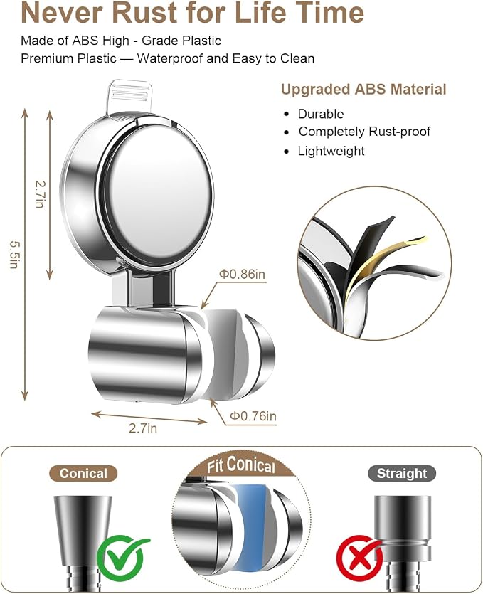 JOTPE Shower Head Holder Suction, Rotatable and Adjustable Shower Head Holder - Image 6