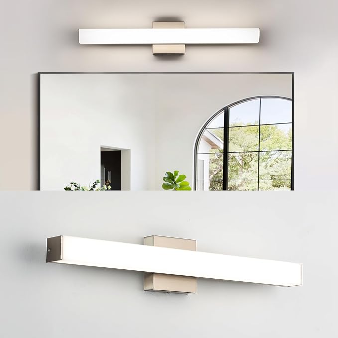 Bathroom Vanity Light Brushed Nickel Square LED 24 inch 14W 4000K Natural White by Enjoyyourhealthylife