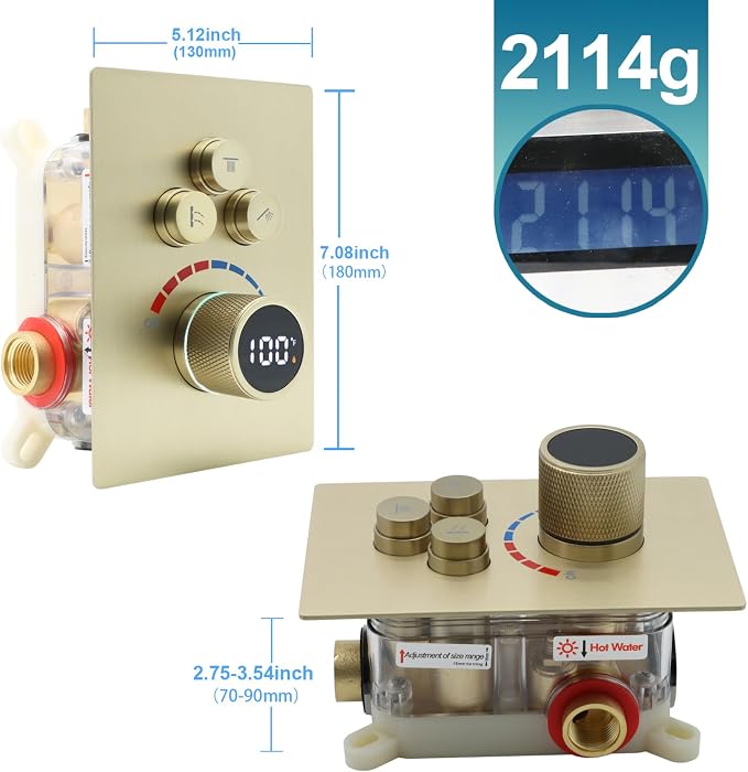 Digital Display Shower Valve Shower Valve 3 Way Shower Diverter Valve Shower - Image 3