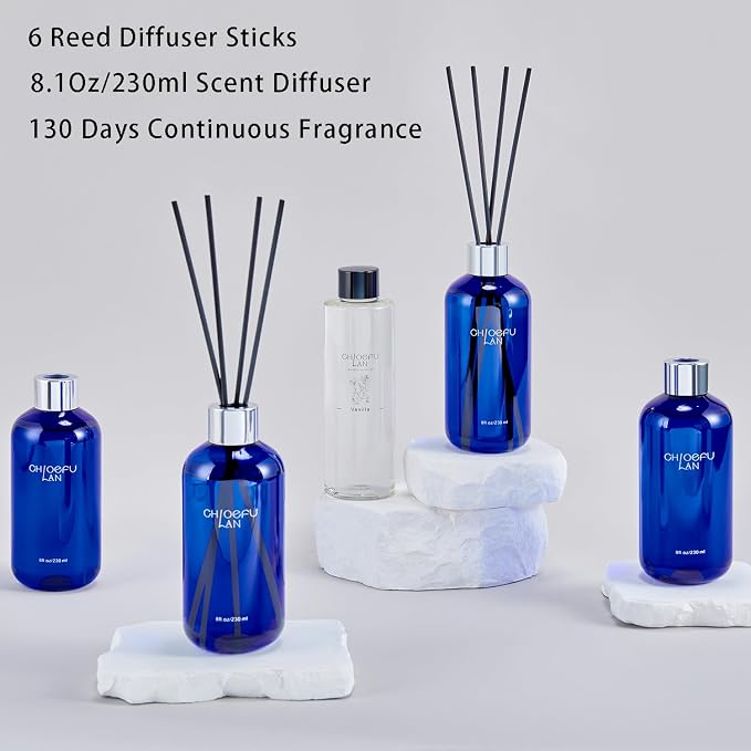 Chloefu Lan Reéd Diffuser, 8.1 oz Natural Essential Scented Oil, 6 Diffuser - Image 6