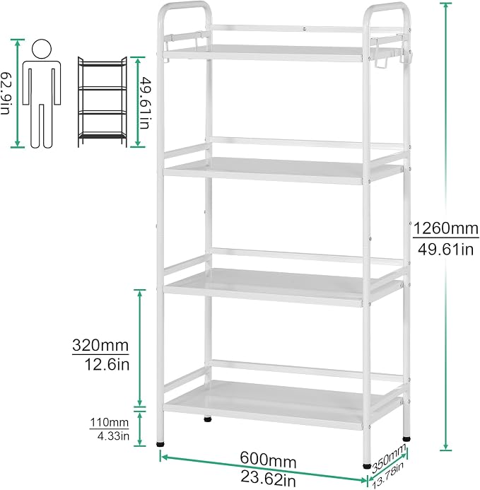 HDANI Storage Shelves, 4-Tier Metal Storage Rack - Image 3