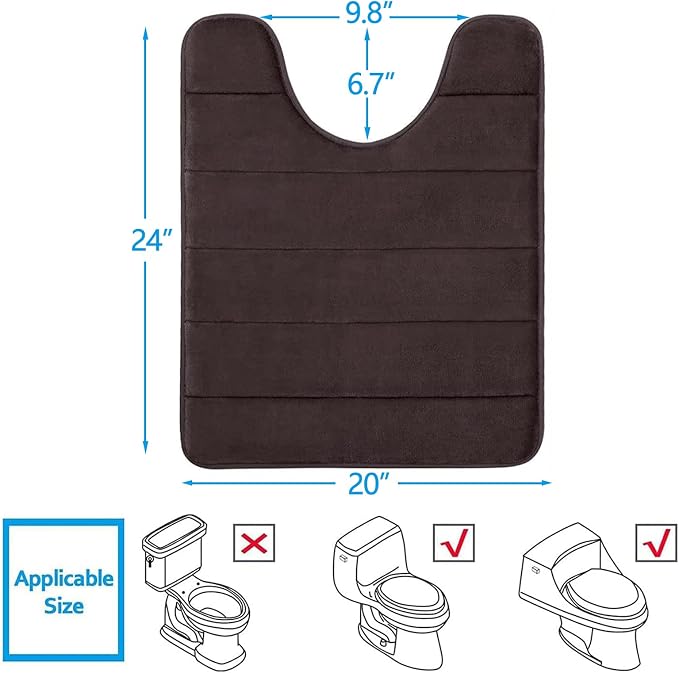 Buganda Memory Foam U-Shaped Contour Toilet Rugs, Non Slip Absorbent, Thick - Image 2