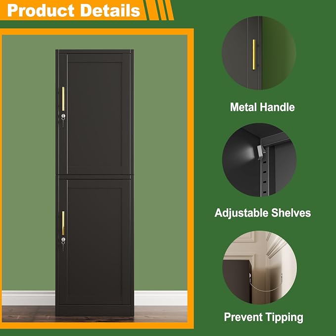 Metal Locker Tall Narrow Storage Cabinet, Gym Home Office, Entryway and Hallway - Image 4
