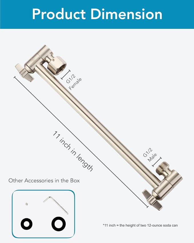11 Inch Adjustable Shower Head Extension Arm - Image 4