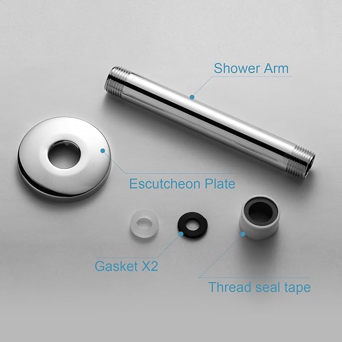 OFFO Shower Arm with Flange, 6 in Ceiling Mount Replacement Rain Shower Head - Image 6