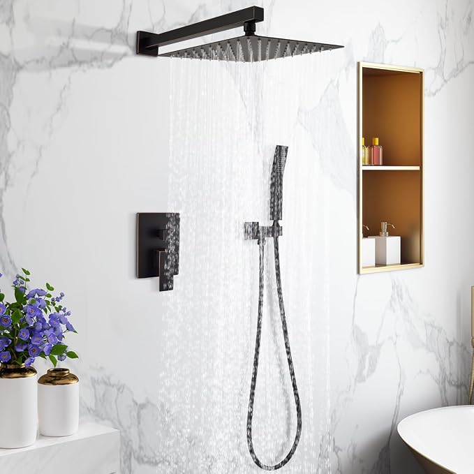 WELLFOR10-in Wall Mounted Shower Faucet Set Dual Head Built-In Shower Faucet - Image 10