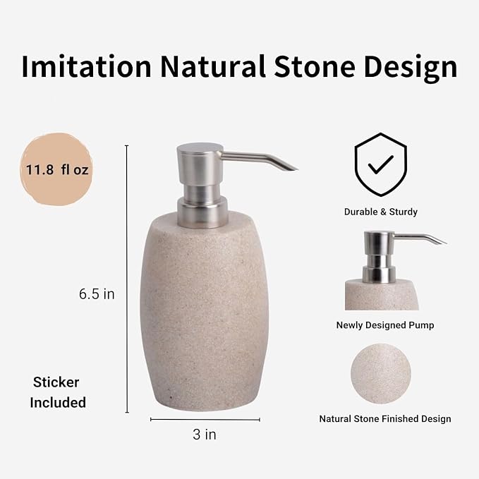Sandstone Textured Resin Soap Dispenser - Image 4