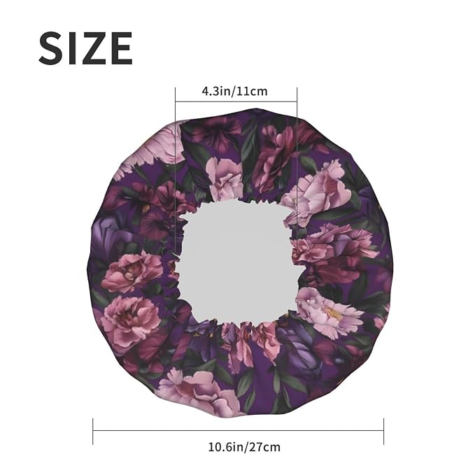 Elegant Purple Pink Flowers Shower Cap - Image 6