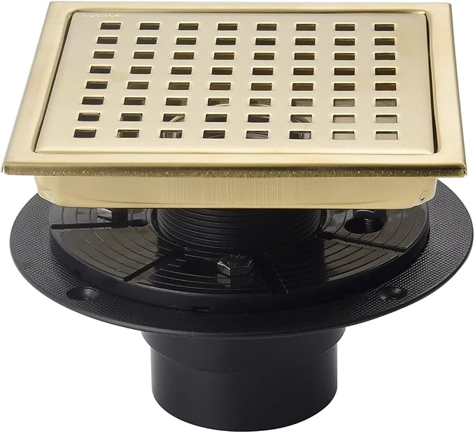 6 Inch Shower Drain Brushed Gold by SISEHO-HomeMall