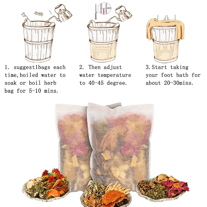 30 Bags Herbal Foot Soak Bag Set, 31.74oz Herbal Foot Bath Spa Powder Kits Foot - Image 5