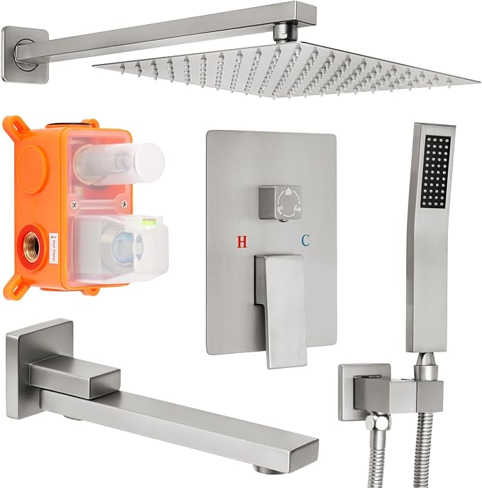 10 inch Square Shower Head and Handheld Set, Gasecoet Shower System by Gasecoet