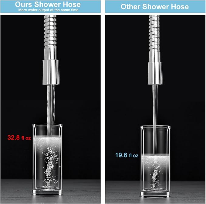 OFFO Shower Hose High Flow 0.43” Large Bore, 120 in Kink Free Stainless Steel - Image 3