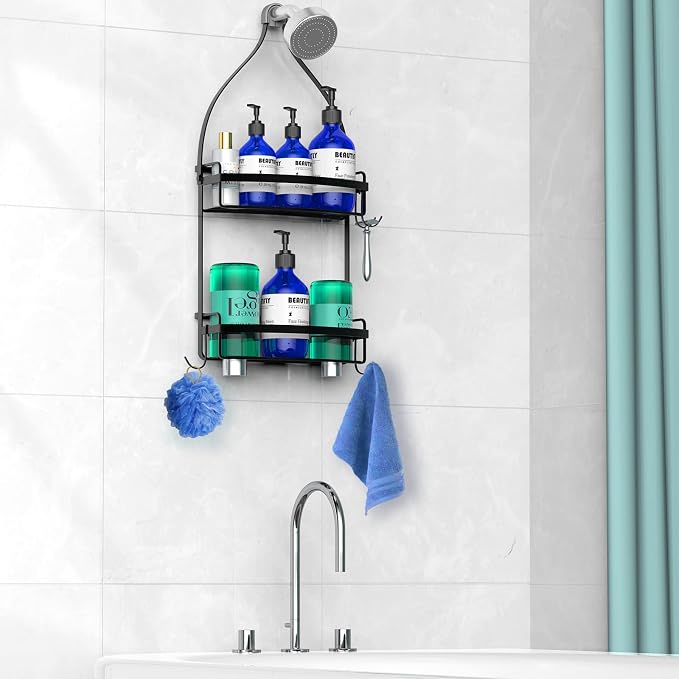 Meangood Shower Caddy Over Shower Head, Towels Rustproof Shower Organizer - Image 2