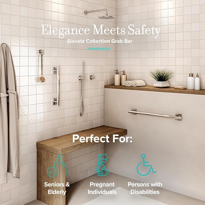 Gatco 956 Elevate, Grab Bar, Satin Nickel/ADA Compliant Stainless Steel Safety - Image 4