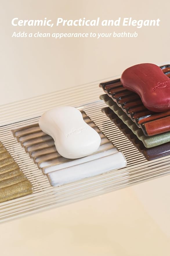 Soap Holder, Ceramic Bar Soap Dishes Soap Saver - Image 5