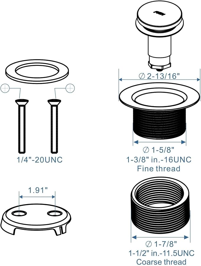 Brushed Nickel Tub Drain Tip-Toe Tub Trim Set Conversion Kit Assembly, Hidrop - Image 6