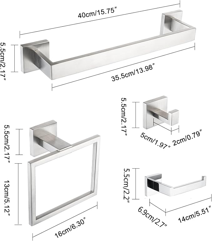 4-Piece Bathroom Hardware Set, Towel Rack Towel Holder Toilet Paper Holder - Image 7