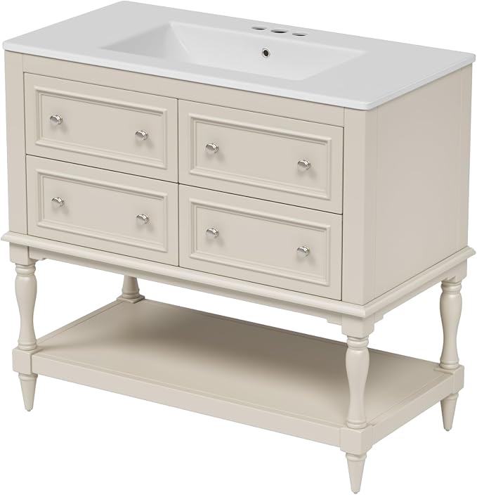 36 Inch Beige Bathroom Vanity - Image 7