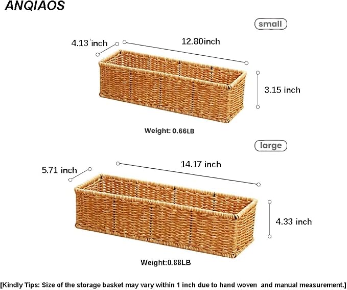 Small Plastic Rattan Baskets for organizing | Bathroom Basket | Wicker Storage - Image 4
