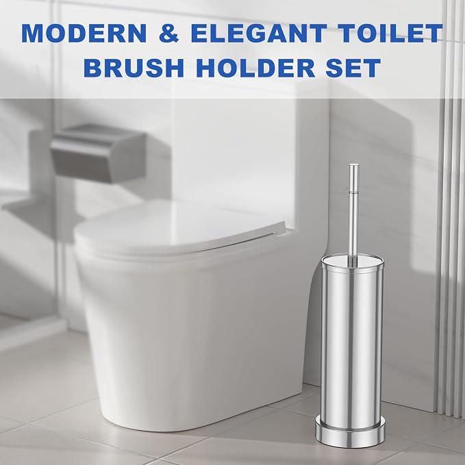 304 Stainless Steel Toilet Brush and Holder Set, Heavy Duty Toilet Bowl Brush - Image 7