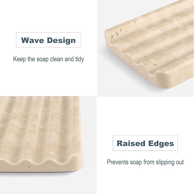 Marble Soap Dish, Easy Cleaning Natural Stone Sponge Holder - Image 3