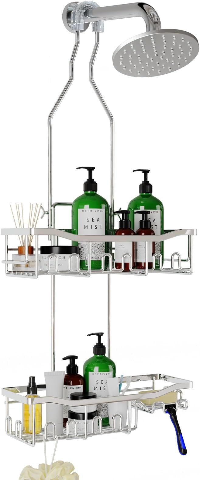 Shower Caddy Hanging for Bathroom: Adjustable Height No Blocking to Shower Head by Joqixon