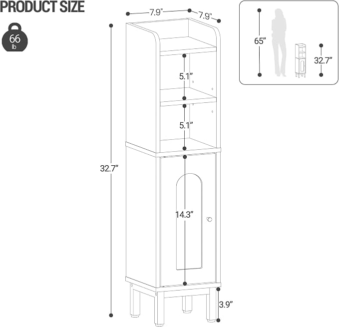 Bathroom Storage Cabinet, Small Corner Floor Cabinet - Image 2