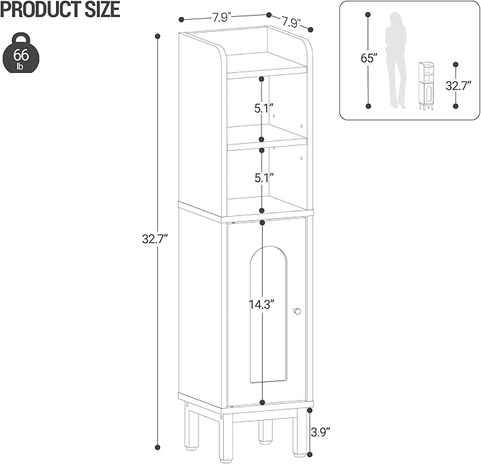 Bathroom Storage Cabinet, Small Corner Floor Cabinet - Image 2