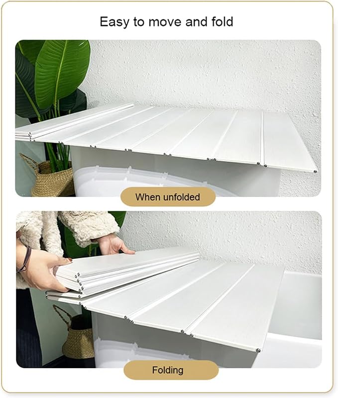 Adjustable Foldable Dust-Proof Bathtub Cover White, Waterproof Shutter Bathtub - Image 7
