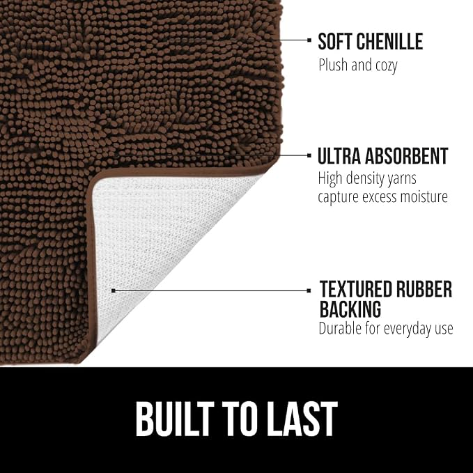 GORILLA GRIP Plush Absorbent Shaggy Chenille Bath Rug Mat - Image 3