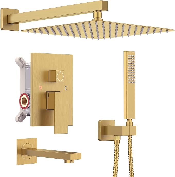 Iriber Brushed Gold Rain Shower System by Iriber