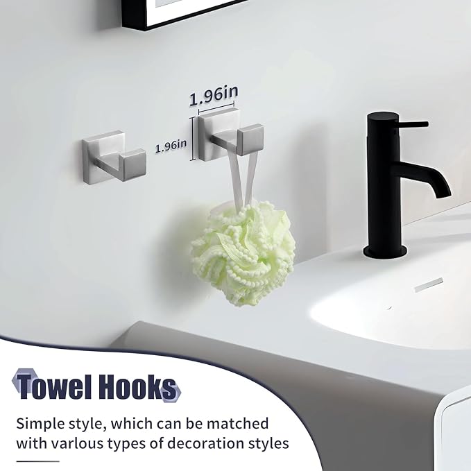 16 in Matte Bathroom Accessories Set, Bath Towel Bar Set, Stainless Steel - Image 3
