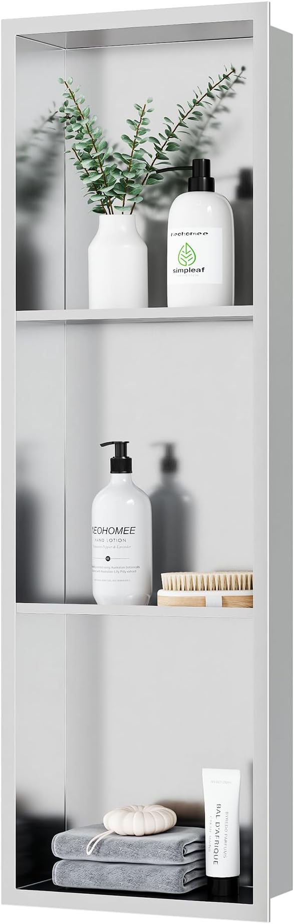 Neodrain12X36 Inch Shower Niche, Brushed 3-Tier Stainless Niches No Tile Needed - Image 3