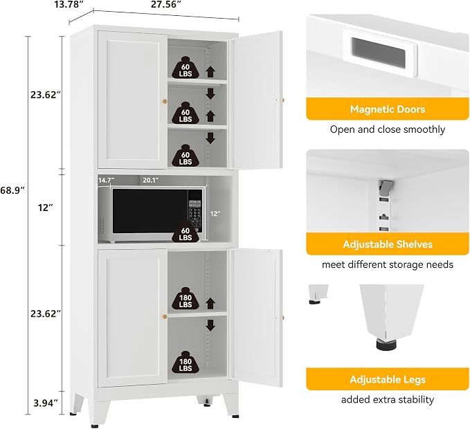 69''Metal Pantry Storage Cabinet - Image 3