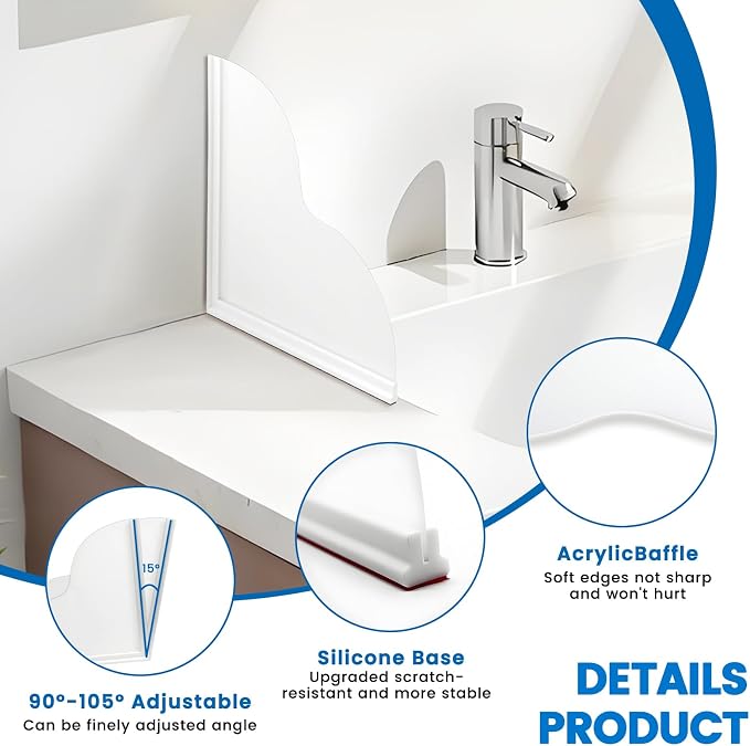 Shower Splash Guard Kit, Large Size Bath tub Corner Splash Guards Keep Water in - Image 3