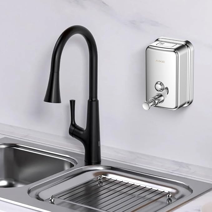 AIKE Polished Stainless Steel Wall Mount Pump Soap Dispenser Polished 17 fl.oz. - Image 8